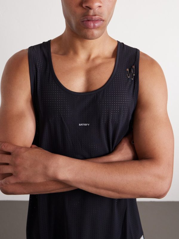 Embellished Logo-Appliquéd Space-O™ Mesh Tank Top - CU