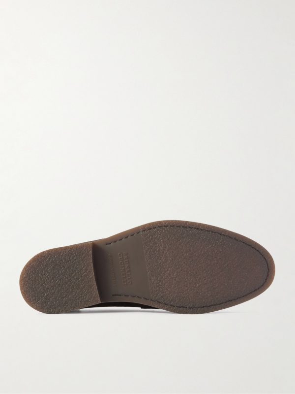 Leather-Trimmed Suede Penny Loafers - E1 Leather-Trimmed Suede Penny Loafers - E1