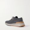 Leather-Trimmed Stretch-Knit Sneakers - BK Leather-Trimmed Stretch-Knit Sneakers - BK