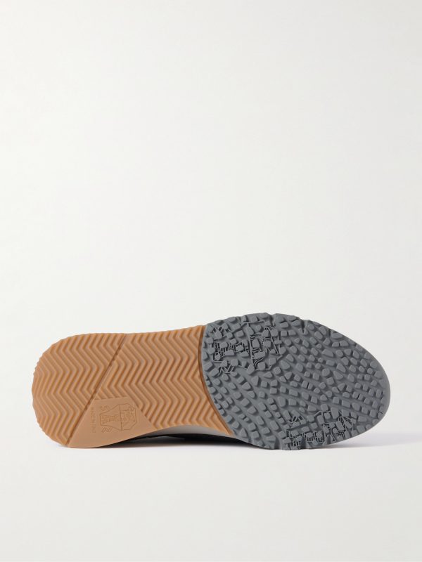 Leather-Trimmed Stretch-Knit Sneakers - E1 Leather-Trimmed Stretch-Knit Sneakers - E1