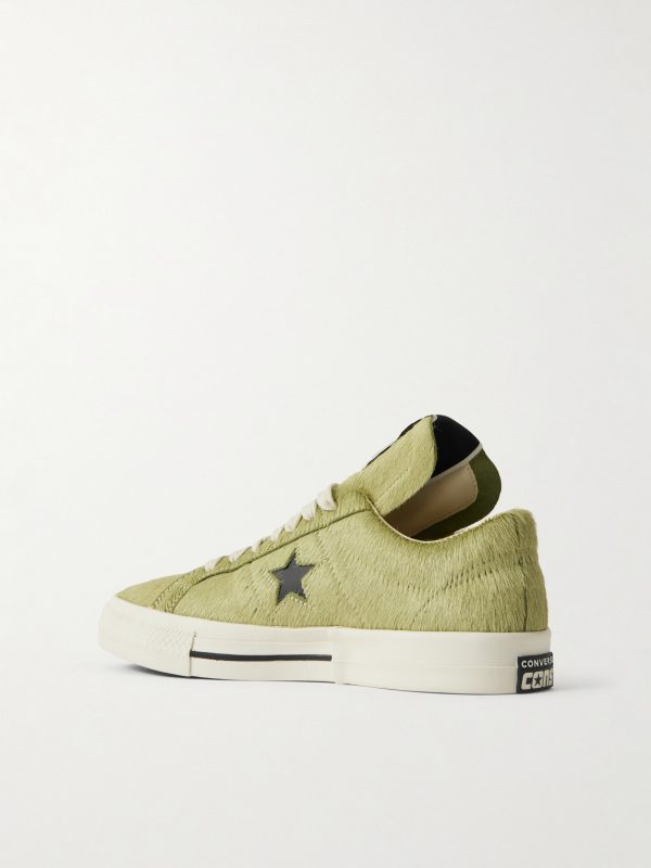 + Converse One Star Leather-Trimmed Calf Hair Sneakers - BK