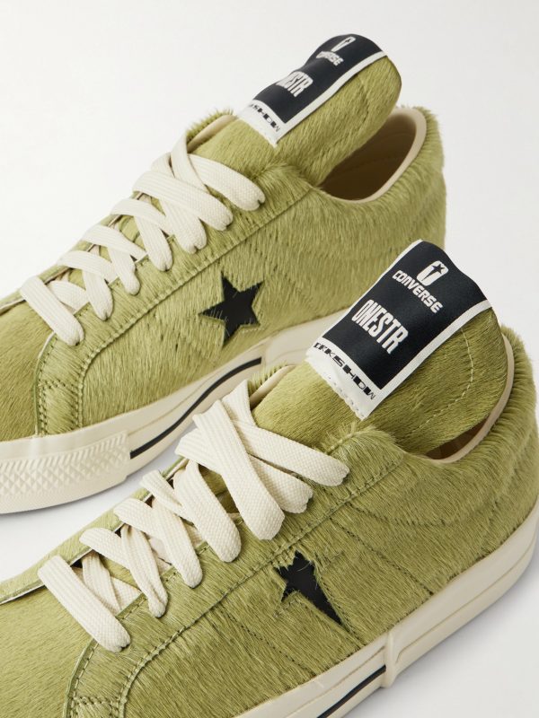 + Converse One Star Leather-Trimmed Calf Hair Sneakers - CU