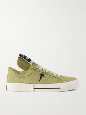 + Converse One Star Leather-Trimmed Calf Hair Sneakers + Converse One Star Leather-Trimmed Calf Hair Sneakers