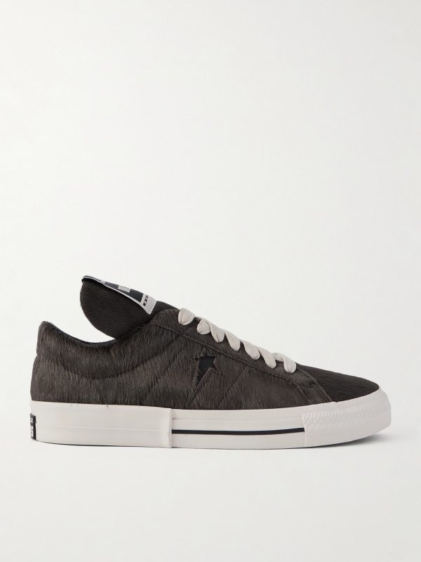 + Converse One Star Leather-Trimmed Calf Hair Sneakers + Converse One Star Leather-Trimmed Calf Hair Sneakers