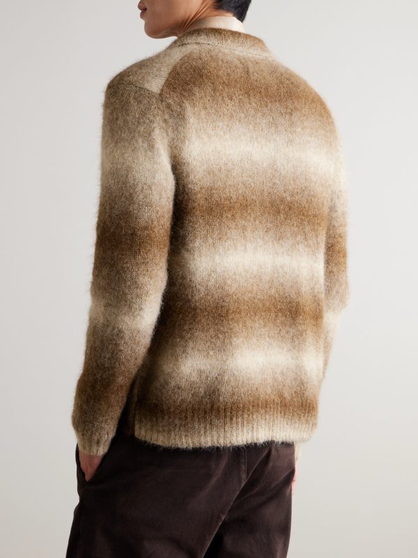 Alfie 6656 Striped Alpaca-Blend Cardigan - BK Alfie 6656 Striped Alpaca-Blend Cardigan - BK
