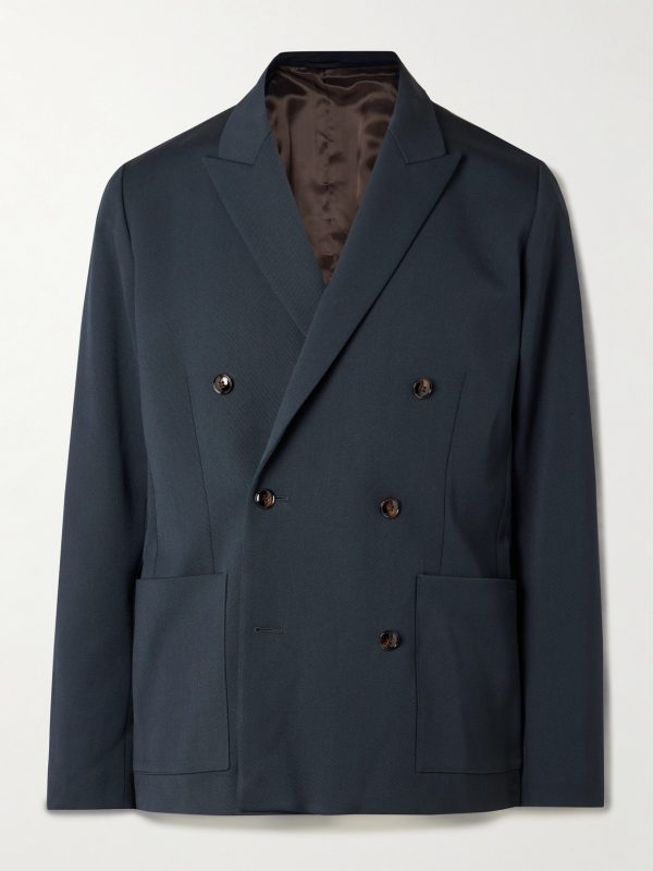 Jordin 10002 Double-Breasted Wool-Blend Twill Suit Jacket Jordin 10002 Double-Breasted Wool-Blend Twill Suit Jacket