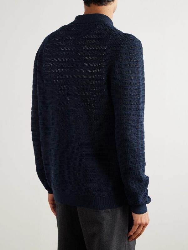 Gustav Open-Knit Organic Cotton Zip-Up Cardigan - BK Gustav Open-Knit Organic Cotton Zip-Up Cardigan - BK