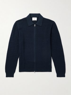 Gustav Open-Knit Organic Cotton Zip-Up Cardigan