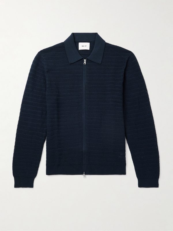 Gustav Open-Knit Organic Cotton Zip-Up Cardigan Gustav Open-Knit Organic Cotton Zip-Up Cardigan