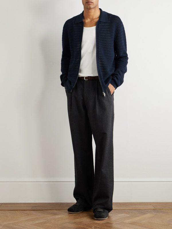 Gustav Open-Knit Organic Cotton Zip-Up Cardigan - OU Gustav Open-Knit Organic Cotton Zip-Up Cardigan - OU