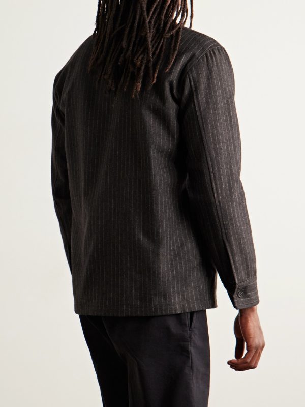 Freddy 1630 Pinstriped Recycled-Wool-Blend Overshirt - BK