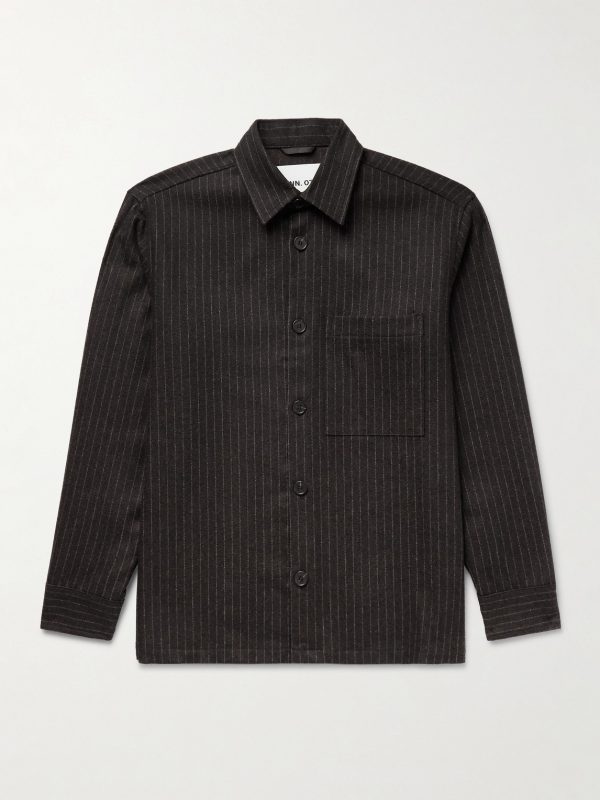 Freddy 1630 Pinstriped Recycled-Wool-Blend Overshirt