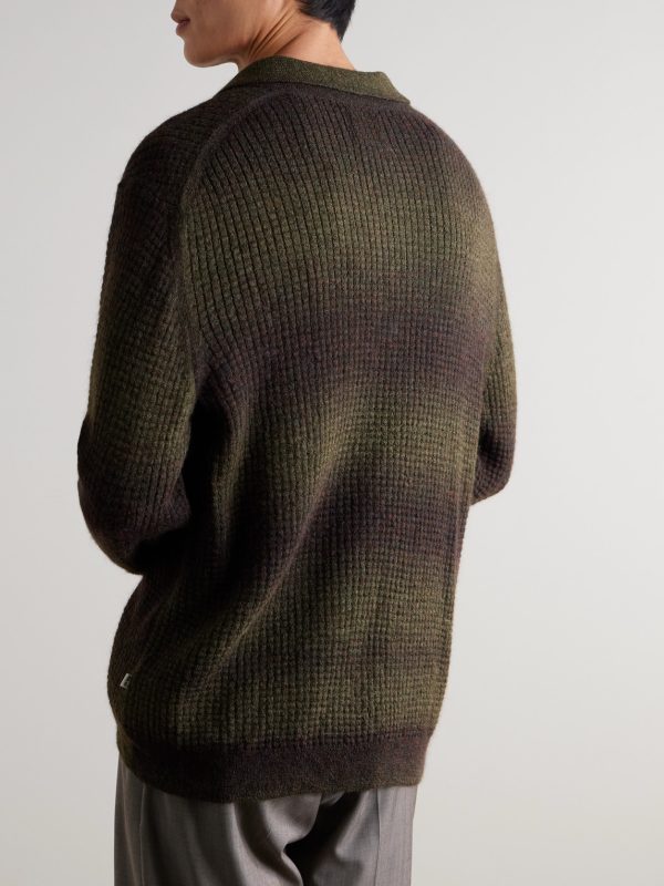 Thor 60009 Dégradé Waffle-Knit Cardigan - BK Thor 60009 Dégradé Waffle-Knit Cardigan - BK