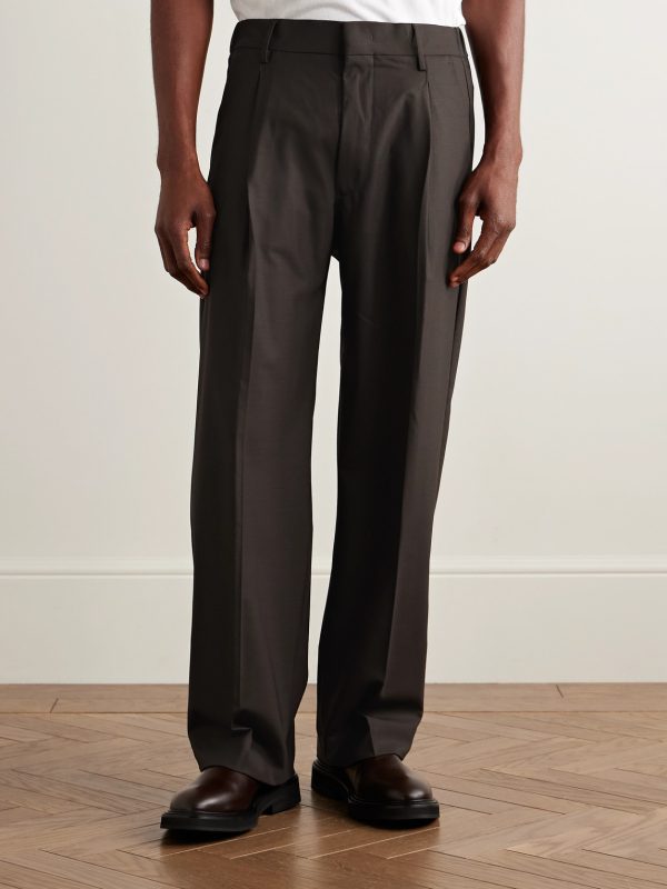 Kay 1088 Straight-Leg Pleated Recycled-Woven Trousers - FR