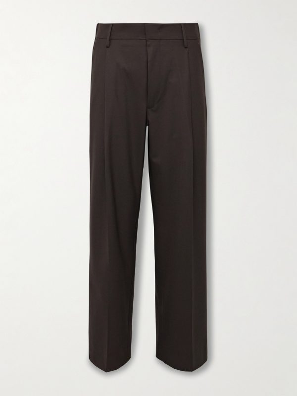 Kay 1088 Straight-Leg Pleated Recycled-Woven Trousers