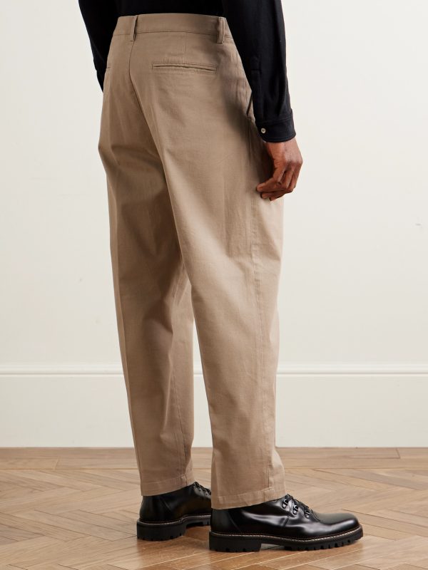 Stan Tapered Pleated Cotton-Twill Trousers - BK Stan Tapered Pleated Cotton-Twill Trousers - BK