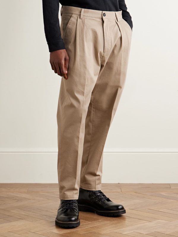Stan Tapered Pleated Cotton-Twill Trousers - FR Stan Tapered Pleated Cotton-Twill Trousers - FR