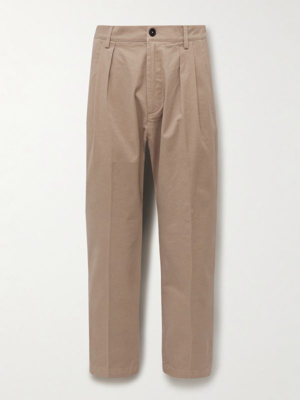 Stan Tapered Pleated Cotton-Twill Trousers Stan Tapered Pleated Cotton-Twill Trousers