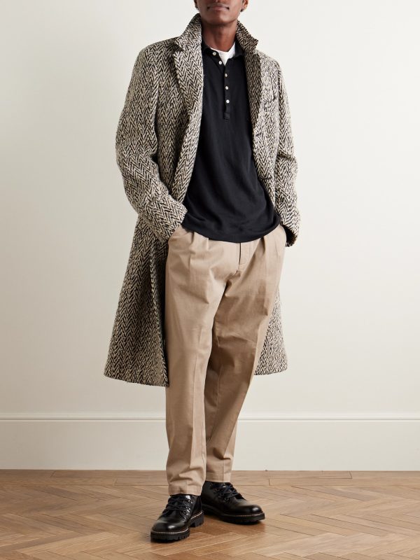 Stan Tapered Pleated Cotton-Twill Trousers - OU Stan Tapered Pleated Cotton-Twill Trousers - OU