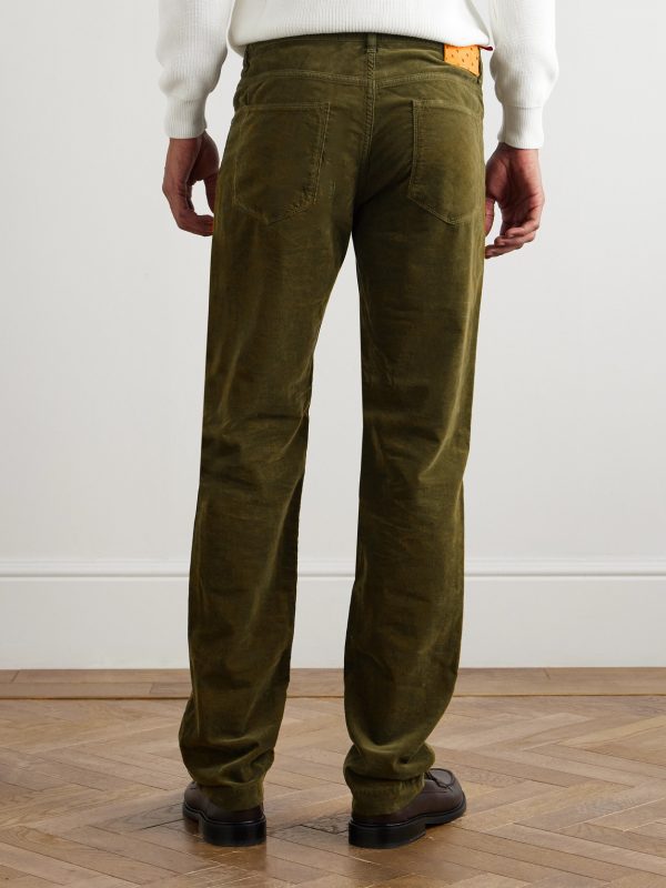 Slim-Fit Straight-Leg Cotton-Corduroy Trousers - BK