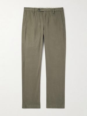 Straight-Leg Stretch-Cotton Gabardine Trousers