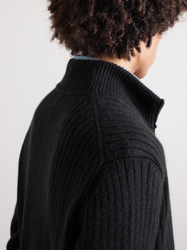 Mirko Ribbed Cashmere and Alpaca-Blend Zip-Up Sweater - CU