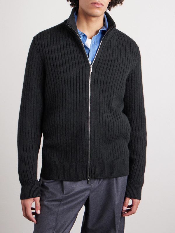 Mirko Ribbed Cashmere and Alpaca-Blend Zip-Up Sweater - FR