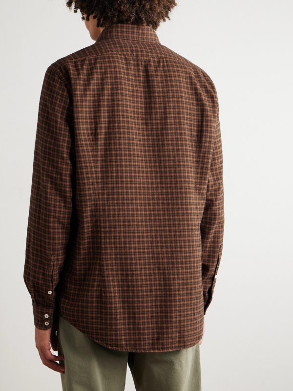 Canary Checked Cotton-Flannel Shirt - BK Canary Checked Cotton-Flannel Shirt - BK