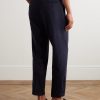 Tapered Pleated Virgin Wool and Cotton-Blend Trousers - BK Tapered Pleated Virgin Wool and Cotton-Blend Trousers - BK