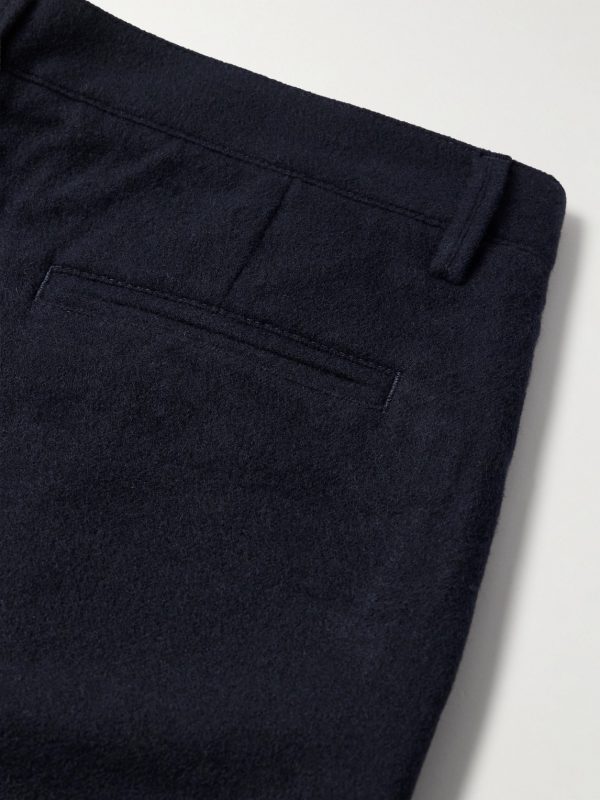Tapered Pleated Virgin Wool and Cotton-Blend Trousers - CU Tapered Pleated Virgin Wool and Cotton-Blend Trousers - CU