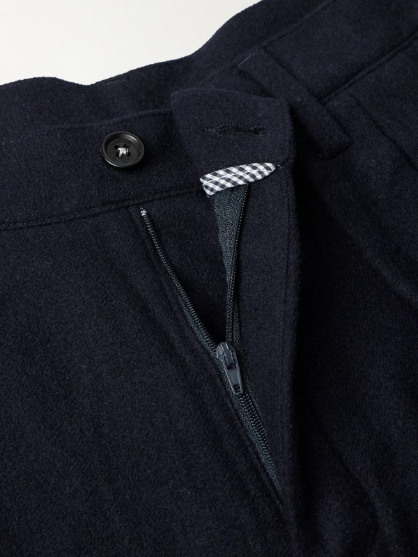 Tapered Pleated Virgin Wool and Cotton-Blend Trousers - E1 Tapered Pleated Virgin Wool and Cotton-Blend Trousers - E1