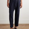 Tapered Pleated Virgin Wool and Cotton-Blend Trousers - FR Tapered Pleated Virgin Wool and Cotton-Blend Trousers - FR
