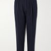 Tapered Pleated Virgin Wool and Cotton-Blend Trousers Tapered Pleated Virgin Wool and Cotton-Blend Trousers