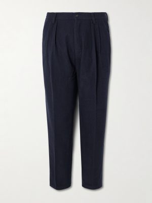 Tapered Pleated Virgin Wool and Cotton-Blend Trousers Tapered Pleated Virgin Wool and Cotton-Blend Trousers