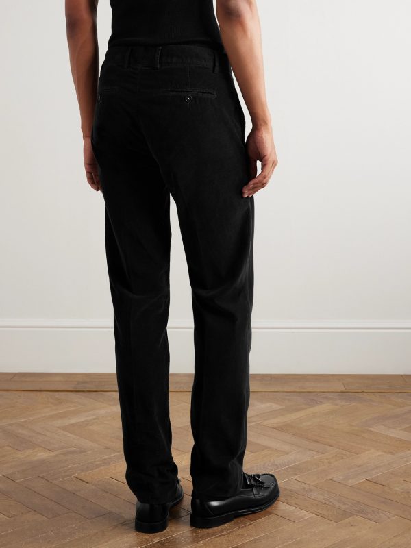 Straight-Leg Cotton-Corduroy Trousers - BK Straight-Leg Cotton-Corduroy Trousers - BK