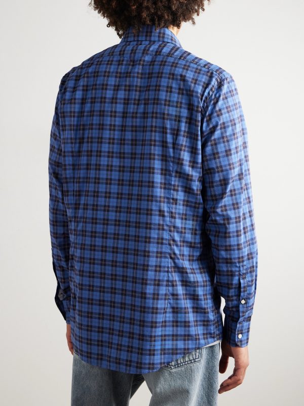 Genova Checked Cotton-Poplin Shirt - BK Genova Checked Cotton-Poplin Shirt - BK