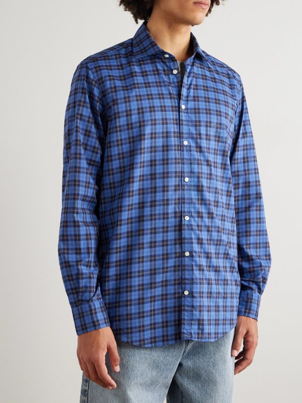 Genova Checked Cotton-Poplin Shirt - FR Genova Checked Cotton-Poplin Shirt - FR