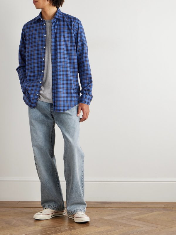 Genova Checked Cotton-Poplin Shirt - OU Genova Checked Cotton-Poplin Shirt - OU