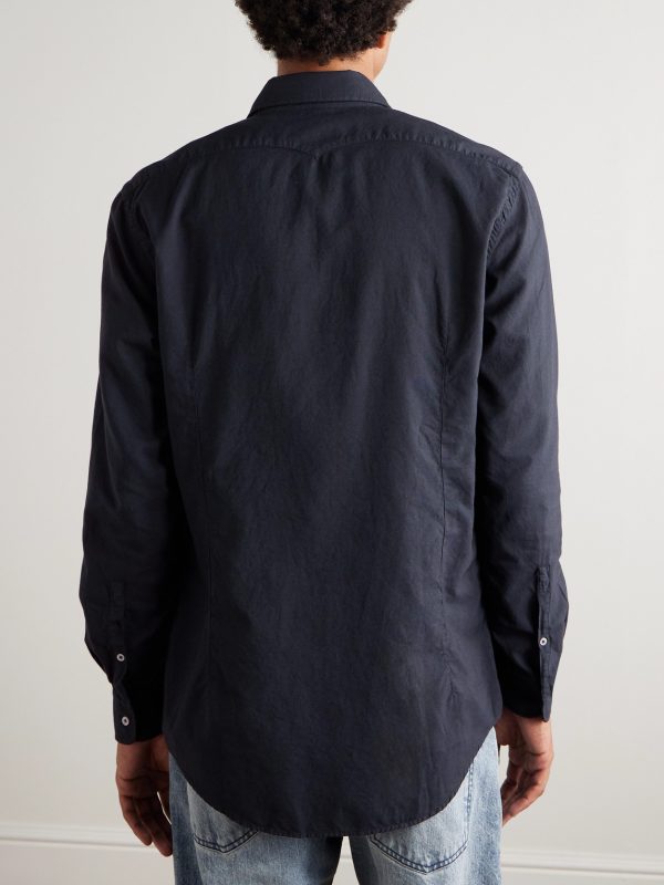 Genova Cutaway-Collar Cotton-Chambray Shirt - BK Genova Cutaway-Collar Cotton-Chambray Shirt - BK