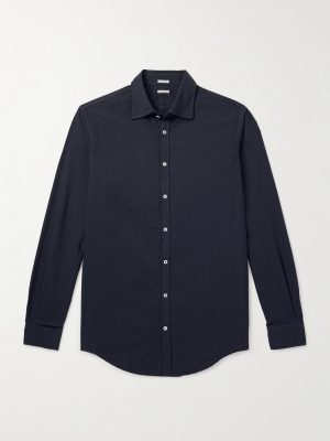 Genova Cutaway-Collar Cotton-Chambray Shirt