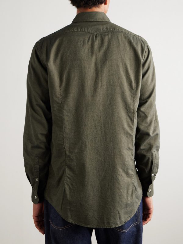 Genova Cutaway-Collar Cotton-Chambray Shirt - BK Genova Cutaway-Collar Cotton-Chambray Shirt - BK