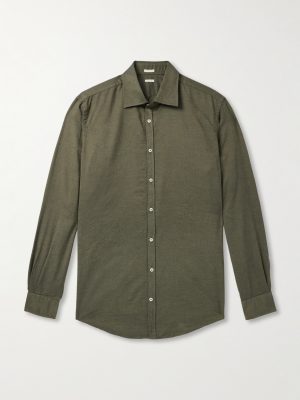 Genova Cutaway-Collar Cotton-Chambray Shirt
