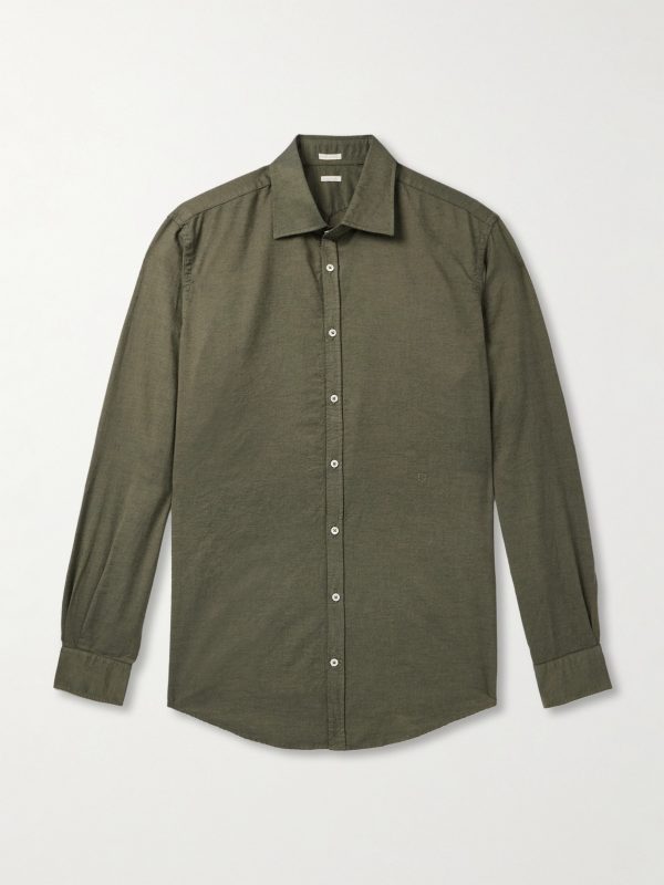 Genova Cutaway-Collar Cotton-Chambray Shirt Genova Cutaway-Collar Cotton-Chambray Shirt
