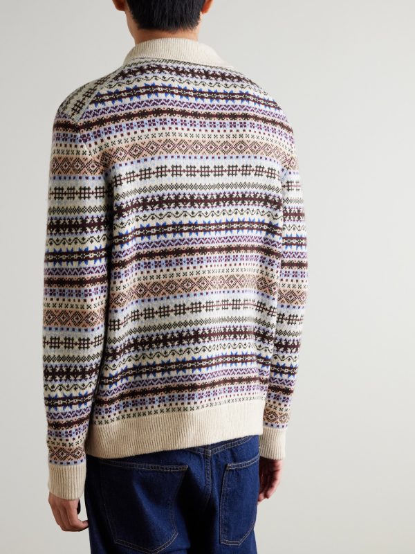 Robbie Fair Isle Wool-Blend Polo Sweater - BK