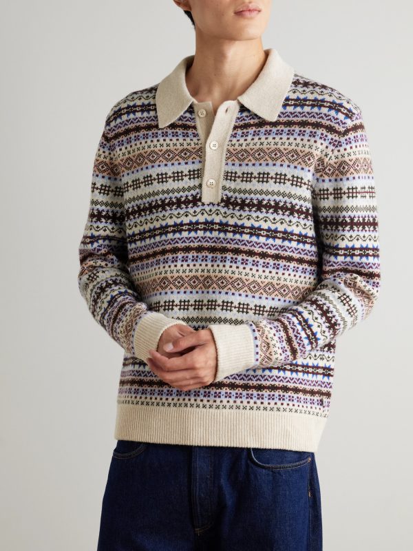 Robbie Fair Isle Wool-Blend Polo Sweater - FR