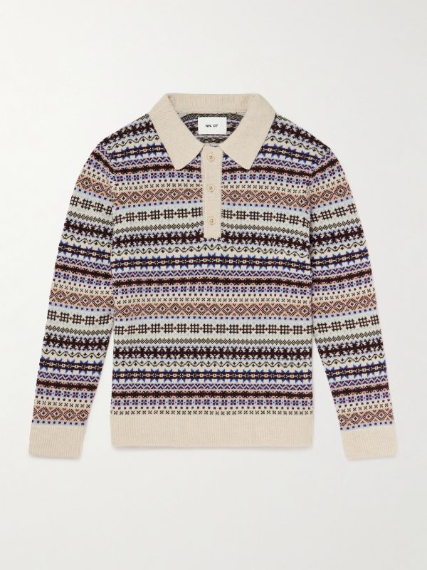 Robbie Fair Isle Wool-Blend Polo Sweater