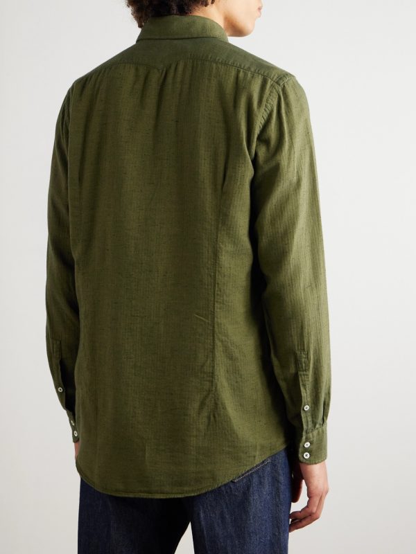 Canary Herringbone Cotton-Blend Flannel Shirt - BK Canary Herringbone Cotton-Blend Flannel Shirt - BK