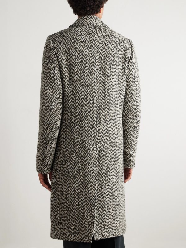 Mercury Herringbone Wool-Blend Coat - BK