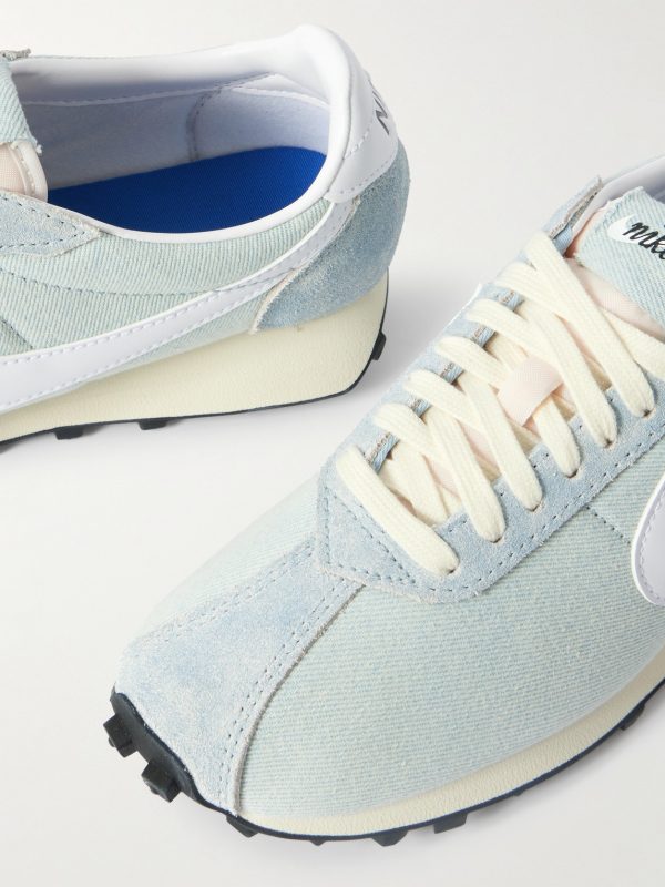 LD-1000 Leather and Suede-Trimmed Denim Sneakers - CU LD-1000 Leather and Suede-Trimmed Denim Sneakers - CU