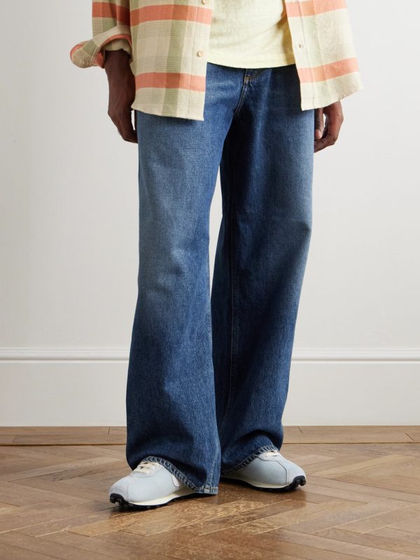 LD-1000 Leather and Suede-Trimmed Denim Sneakers - OU LD-1000 Leather and Suede-Trimmed Denim Sneakers - OU